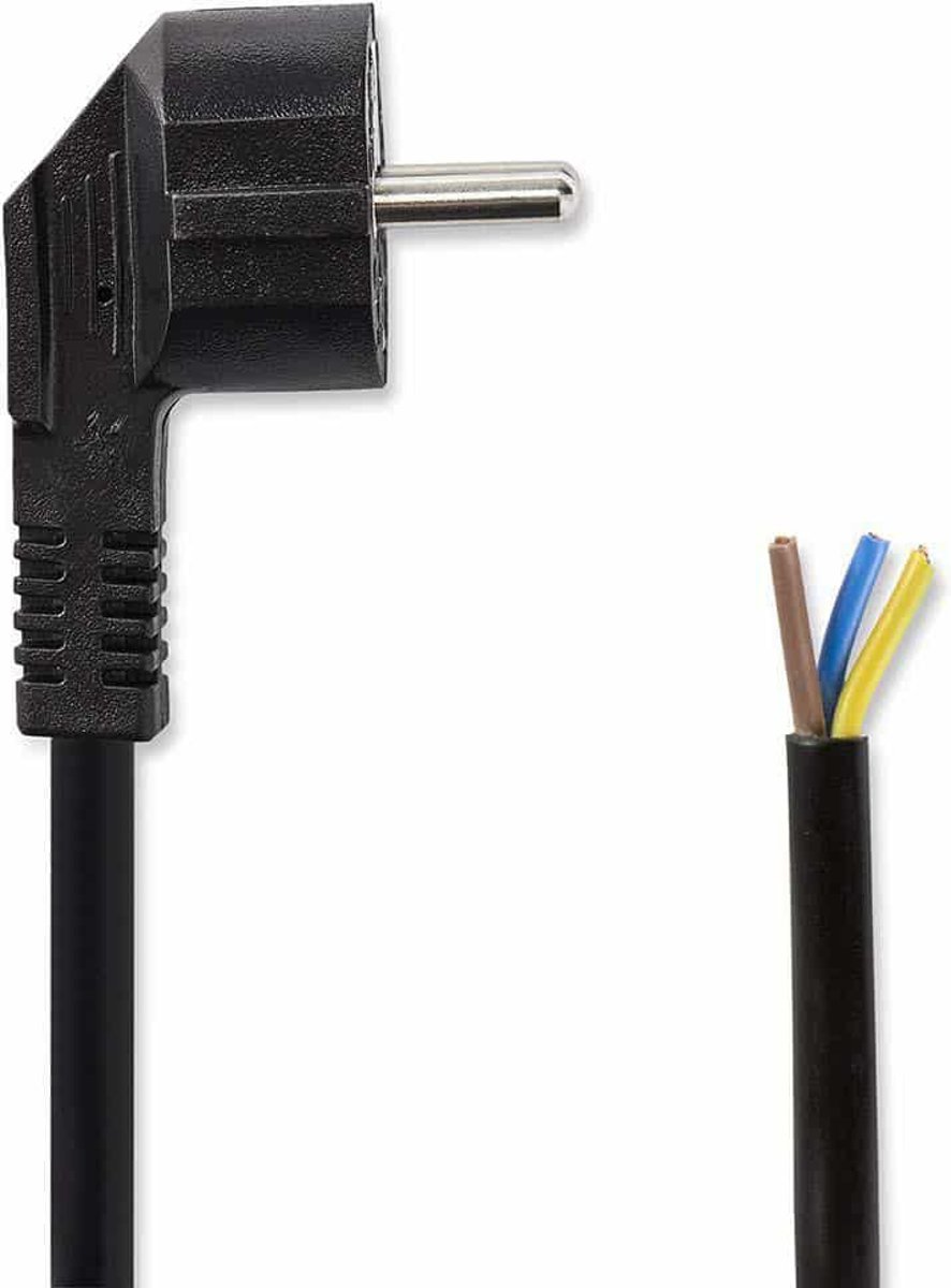 Power Cable | Schuko Plug Angled - Open Cable End | 2.0 m | Black